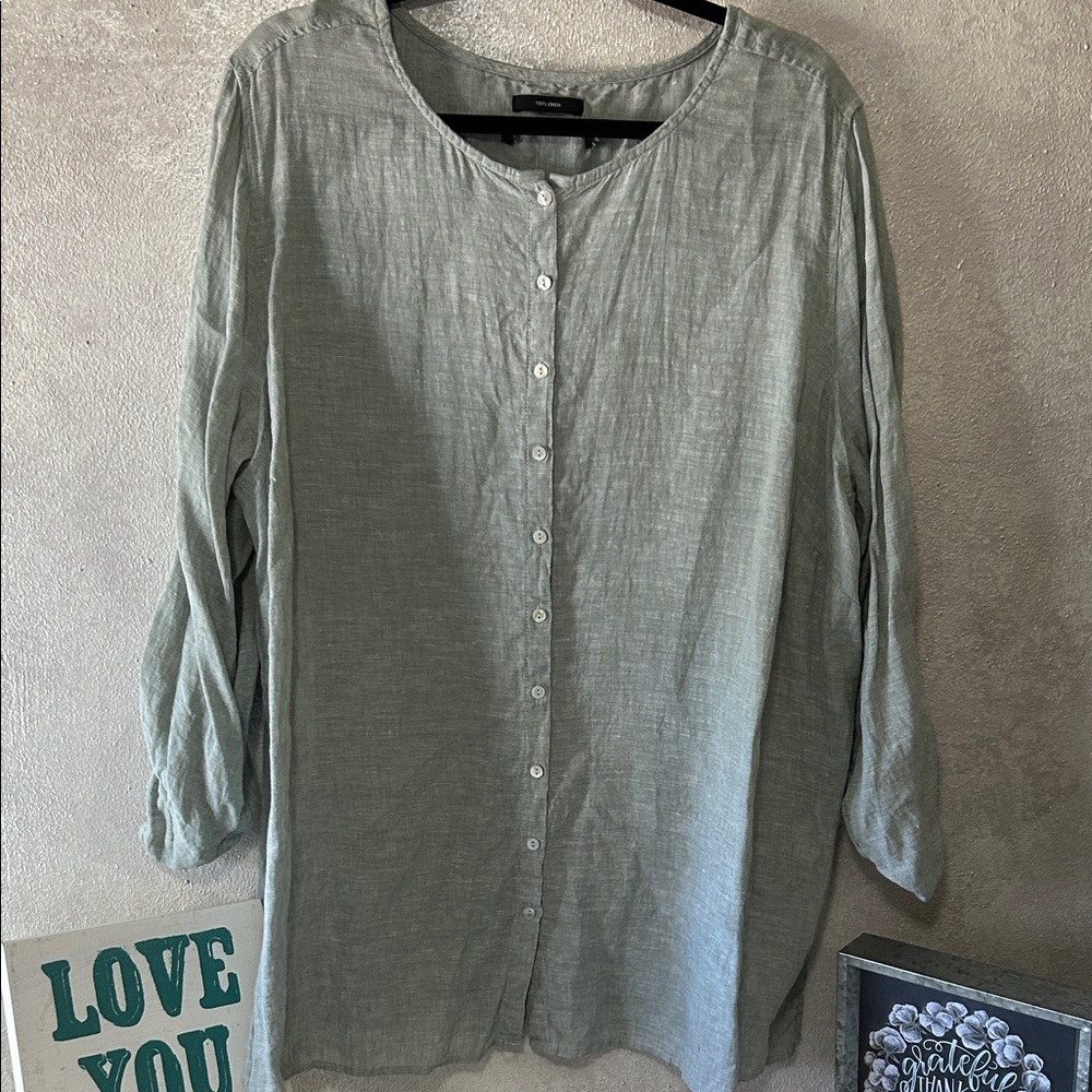 Elegant Sage Button Down Shirt for Women